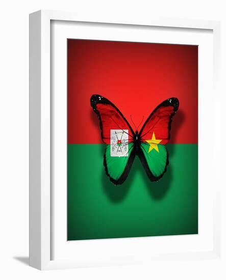 Burkina Faso Flag Butterfly, Isolated On Flag Background-suns_luck-Framed Art Print