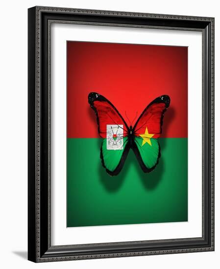 Burkina Faso Flag Butterfly, Isolated On Flag Background-suns_luck-Framed Art Print