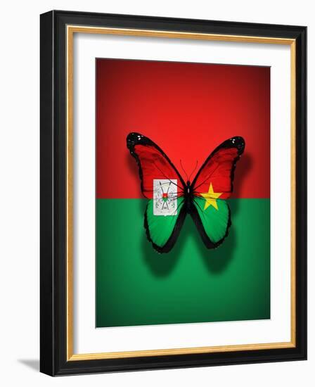 Burkina Faso Flag Butterfly, Isolated On Flag Background-suns_luck-Framed Art Print