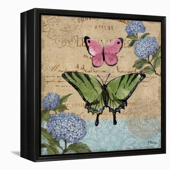 Burlap Butterflies I-Paul Brent-Framed Stretched Canvas