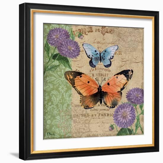 Burlap Butterflies II-Paul Brent-Framed Art Print