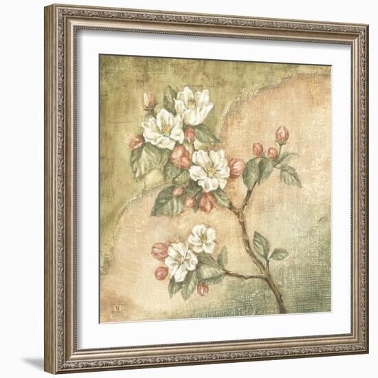 Burlap Cherry Blossom-Tina Chaden-Framed Art Print