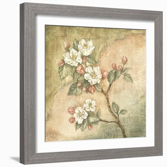 Burlap Cherry Blossom-Tina Chaden-Framed Art Print