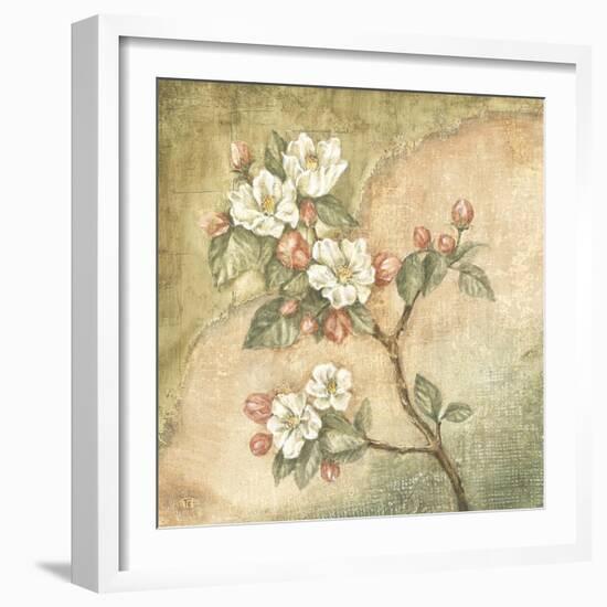 Burlap Cherry Blossom-Tina Chaden-Framed Art Print