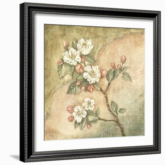 Burlap Cherry Blossom-Tina Chaden-Framed Art Print