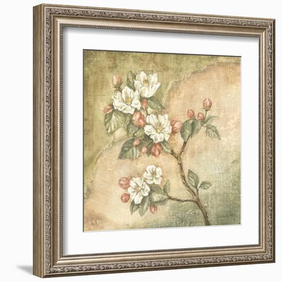 Burlap Cherry Blossom-Tina Chaden-Framed Art Print