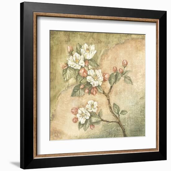 Burlap Cherry Blossom-Tina Chaden-Framed Art Print