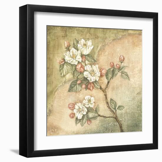 Burlap Cherry Blossom-Tina Chaden-Framed Art Print