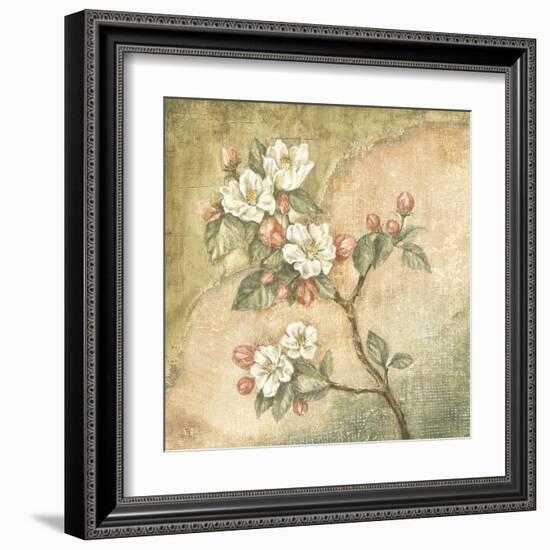 Burlap Cherry Blossom-Tina Chaden-Framed Art Print