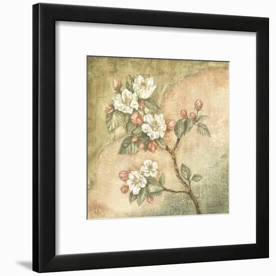 Burlap Cherry Blossom-Tina Chaden-Framed Art Print