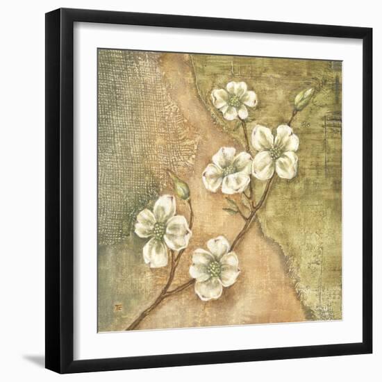 Burlap Dogwood Blossom-Tina Chaden-Framed Art Print