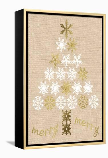 Burlap Lace Gold Xmas 1-Melody Hogan-Framed Stretched Canvas