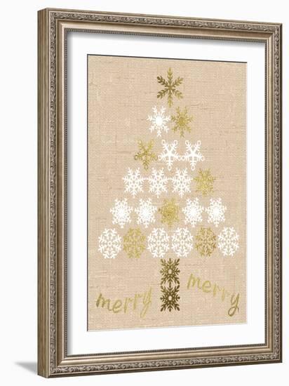 Burlap Lace Gold Xmas 1-Melody Hogan-Framed Art Print