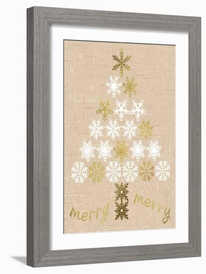 Burlap Lace Gold Xmas 1-Melody Hogan-Framed Art Print