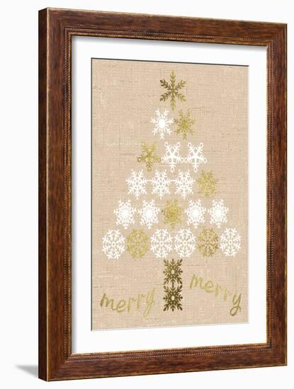 Burlap Lace Gold Xmas 1-Melody Hogan-Framed Art Print