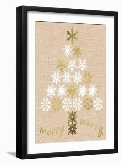 Burlap Lace Gold Xmas 1-Melody Hogan-Framed Art Print