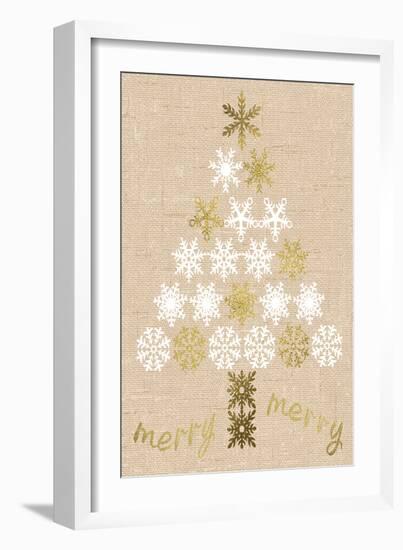 Burlap Lace Gold Xmas 1-Melody Hogan-Framed Art Print