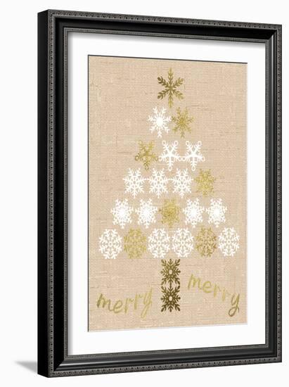 Burlap Lace Gold Xmas 1-Melody Hogan-Framed Art Print