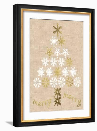 Burlap Lace Gold Xmas 1-Melody Hogan-Framed Art Print