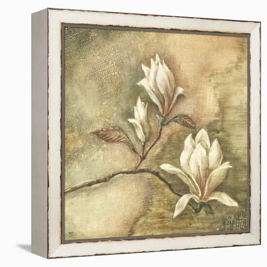 Burlap Magnolia I-Tina Chaden-Framed Stretched Canvas