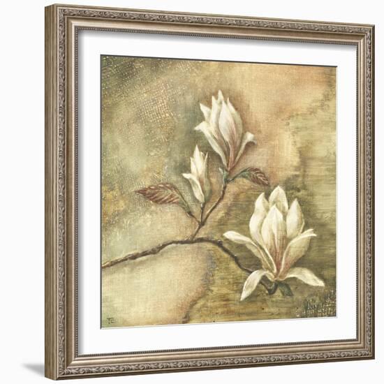 Burlap Magnolia I-Tina Chaden-Framed Art Print