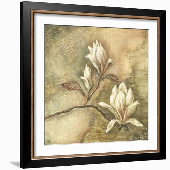 Burlap Magnolia I-Tina Chaden-Framed Art Print