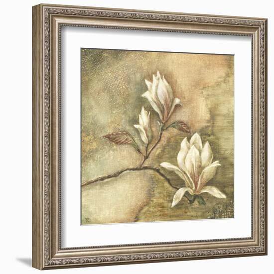 Burlap Magnolia I-Tina Chaden-Framed Art Print