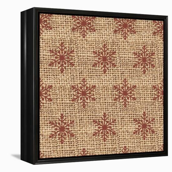 Burlap Red Snowflakes-Joanne Paynter Design-Framed Premier Image Canvas