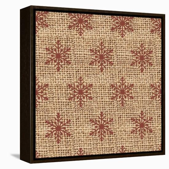 Burlap Red Snowflakes-Joanne Paynter Design-Framed Premier Image Canvas