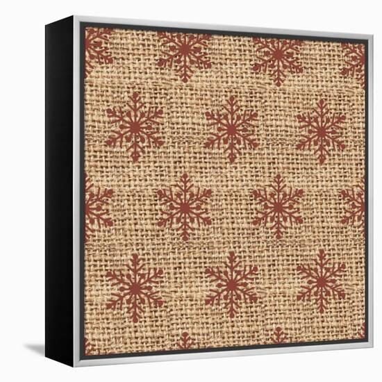 Burlap Red Snowflakes-Joanne Paynter Design-Framed Premier Image Canvas