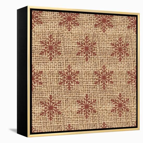 Burlap Red Snowflakes-Joanne Paynter Design-Framed Premier Image Canvas