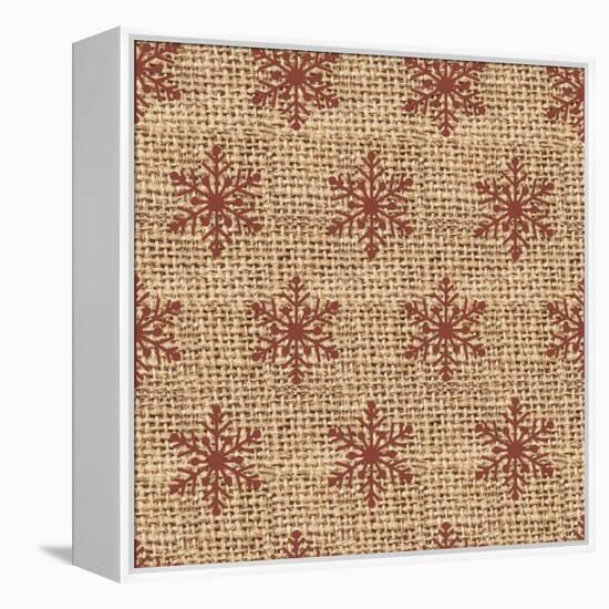 Burlap Red Snowflakes-Joanne Paynter Design-Framed Premier Image Canvas