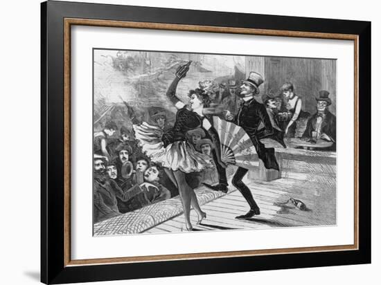 Burlesque Dancer and Admirer on Stage-null-Framed Premium Giclee Print