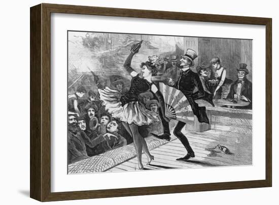 Burlesque Dancer and Admirer on Stage-null-Framed Giclee Print