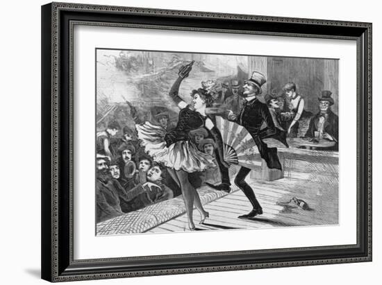 Burlesque Dancer and Admirer on Stage-null-Framed Giclee Print