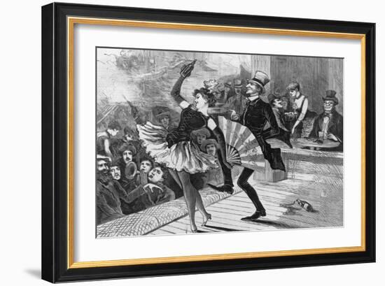 Burlesque Dancer and Admirer on Stage-null-Framed Giclee Print