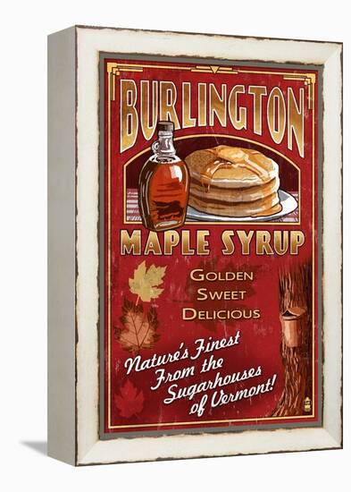 Burlington, Vermont - Maple Syrup-Lantern Press-Framed Stretched Canvas