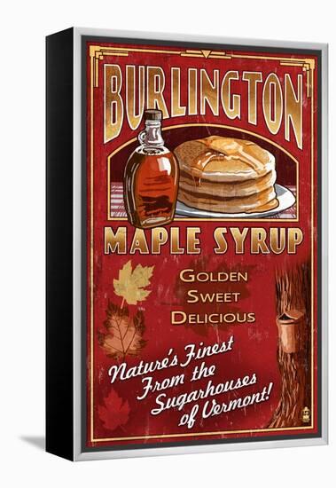 Burlington, Vermont - Maple Syrup-Lantern Press-Framed Stretched Canvas