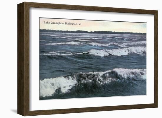 Burlington, Vermont, View of a Wavy Lake Champlain-Lantern Press-Framed Art Print