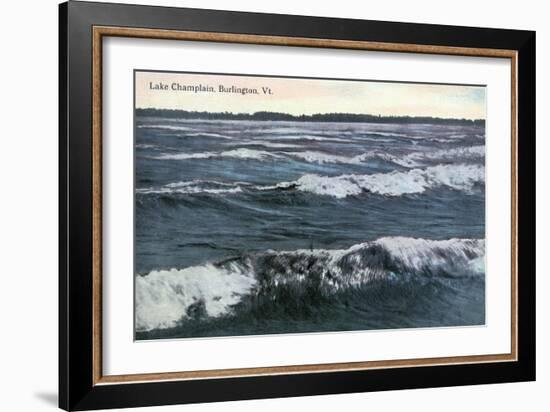 Burlington, Vermont, View of a Wavy Lake Champlain-Lantern Press-Framed Art Print