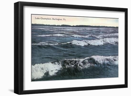 Burlington, Vermont, View of a Wavy Lake Champlain-Lantern Press-Framed Art Print