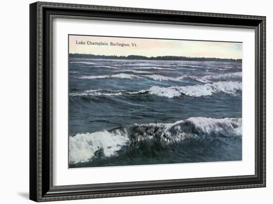 Burlington, Vermont, View of a Wavy Lake Champlain-Lantern Press-Framed Art Print