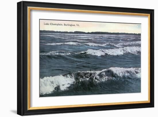 Burlington, Vermont, View of a Wavy Lake Champlain-Lantern Press-Framed Art Print