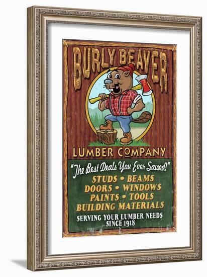 Burly Beaver Lumber - Vintage Sign-Lantern Press-Framed Art Print