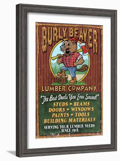 Burly Beaver Lumber - Vintage Sign-Lantern Press-Framed Art Print