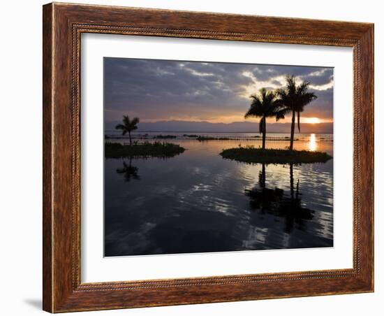 Burma, Lake Inle, Sunset over Lake Inle Which Is Picturesquely Sheltered by Mountains Rising to 1,-Nigel Pavitt-Framed Photographic Print