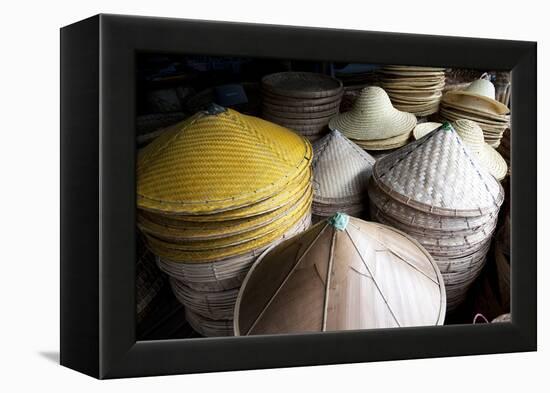 Burmese Hats Hand Made from Bamboo Leaves and Grasses, Myanmar (Burma)-Annie Owen-Framed Premier Image Canvas