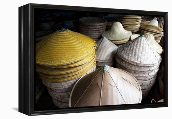 Burmese Hats Hand Made from Bamboo Leaves and Grasses, Myanmar (Burma)-Annie Owen-Framed Premier Image Canvas