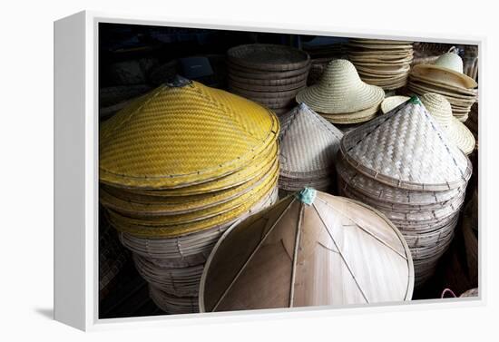 Burmese Hats Hand Made from Bamboo Leaves and Grasses, Myanmar (Burma)-Annie Owen-Framed Premier Image Canvas