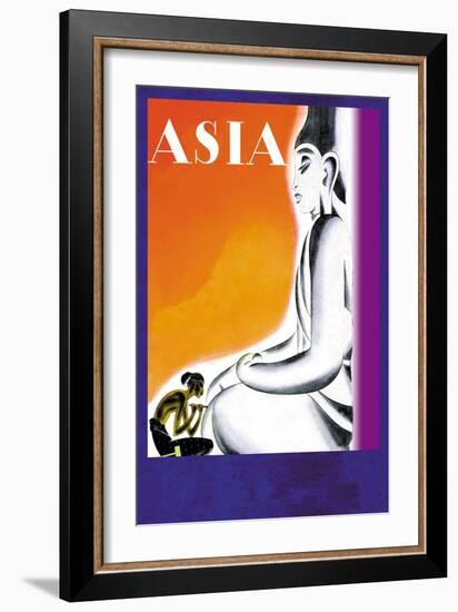 Burmese Sculptor at the Knees of Buddha-Frank Mcintosh-Framed Art Print